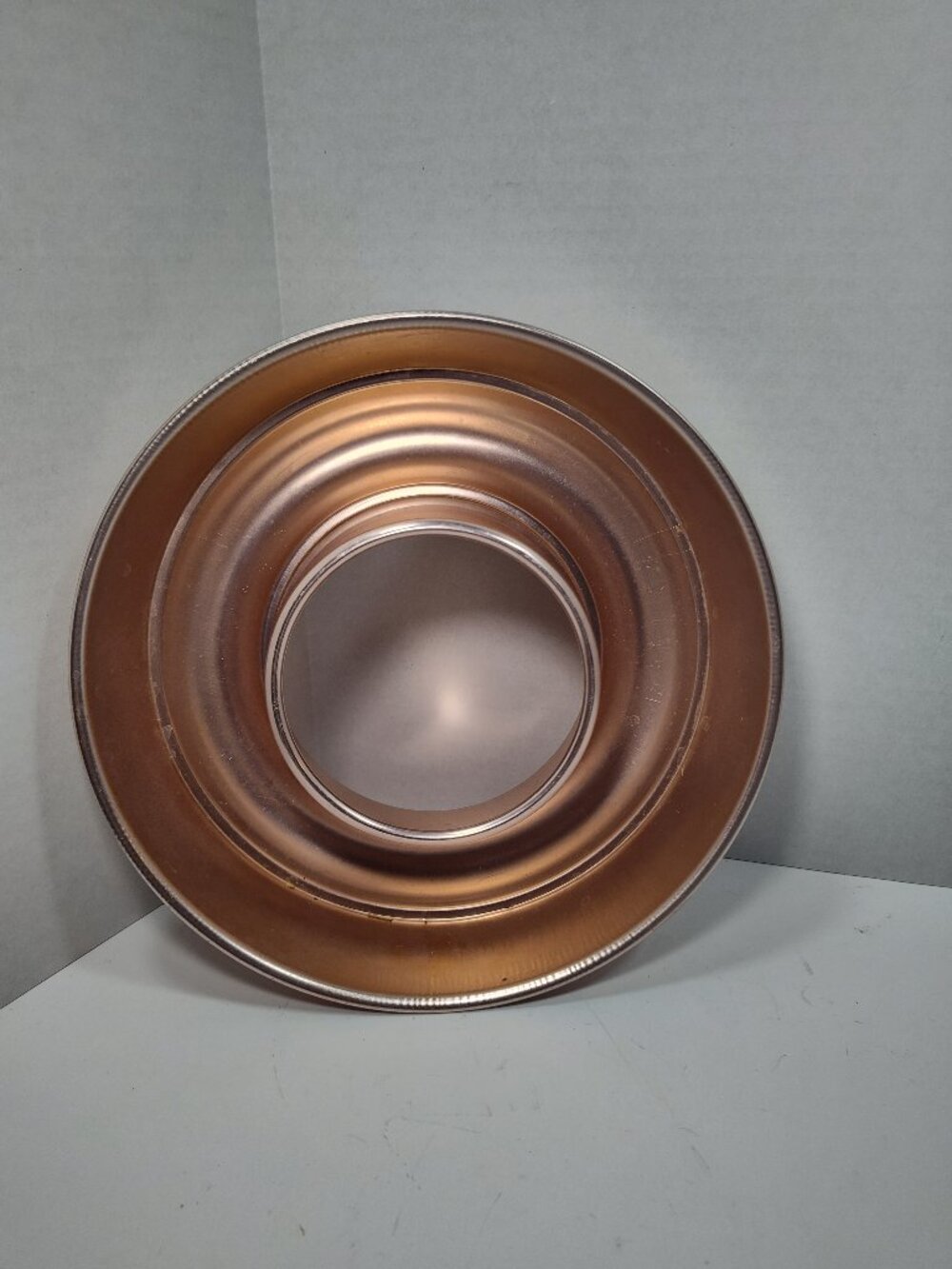Vintage Copper Tone Tube Cake Pan Bundt Angel Food Jello Mold Bakeware Decor